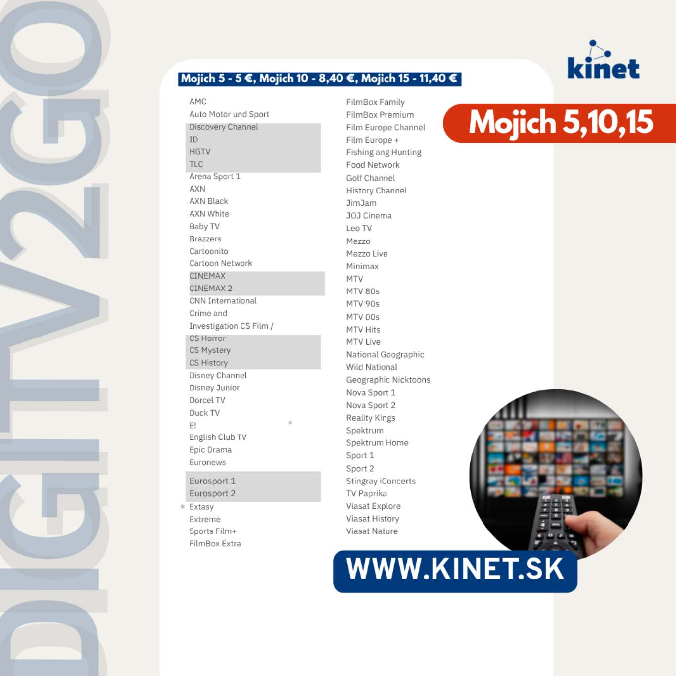 TV2go programova ponuka kinet