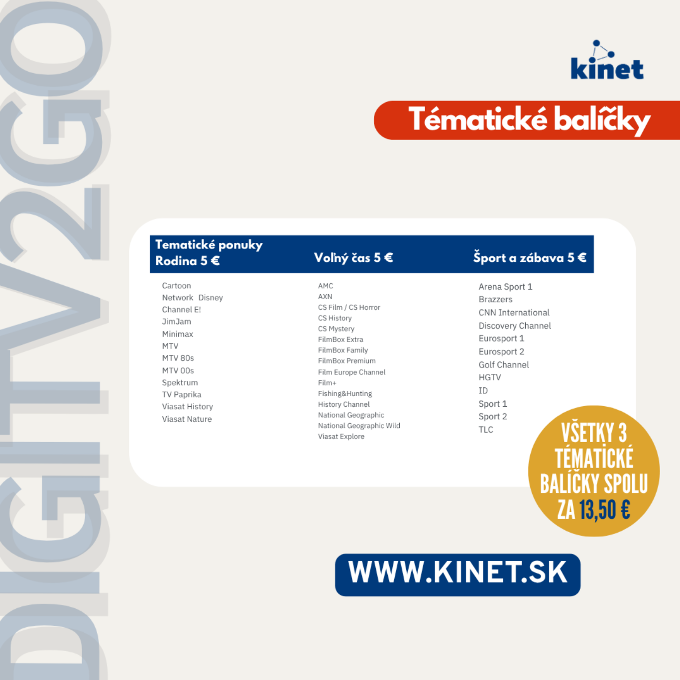 TV2go programova ponuka kinet